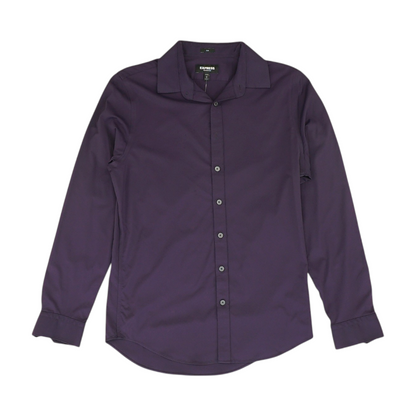 Purple Solid Long Sleeve Button Down