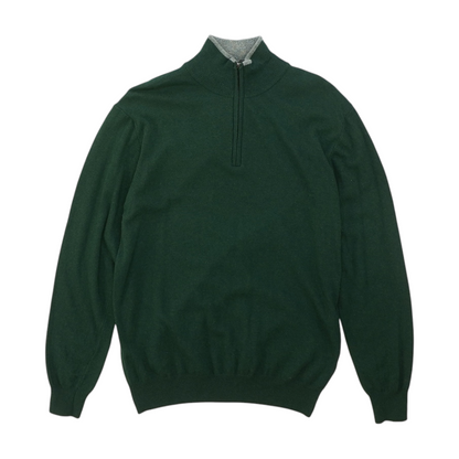 Green Solid 1/4 Zip Sweater
