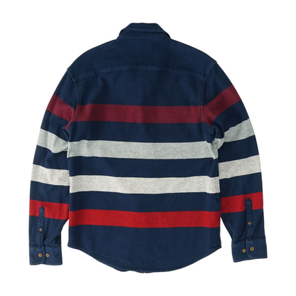 Navy Striped Flannel Button Down