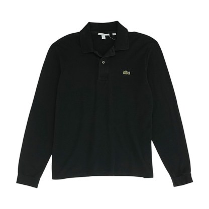 Black Solid Long Sleeve Polo