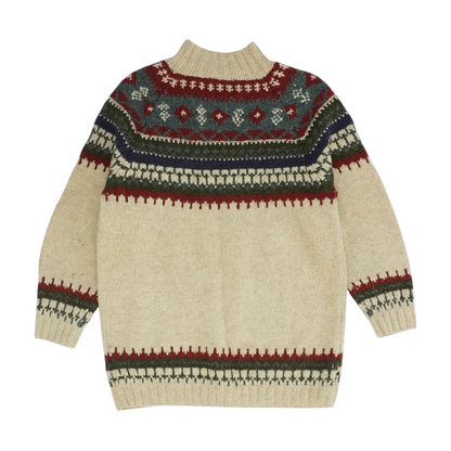 Beige Print Pullover Sweater