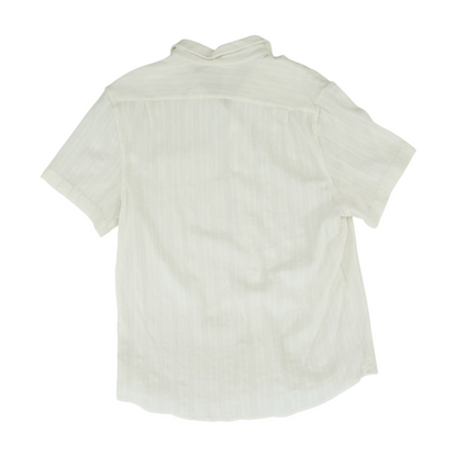 White Solid Short Sleeve Button Down
