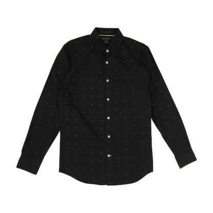 Black Print Long Sleeve Button Down