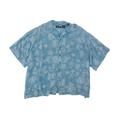 Vintage Blue Floral Short Sleeve Button Down