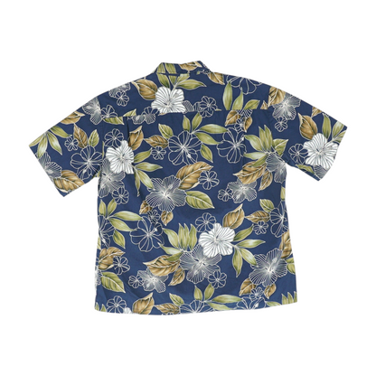 Navy Tropical Short Sleeve Button Down