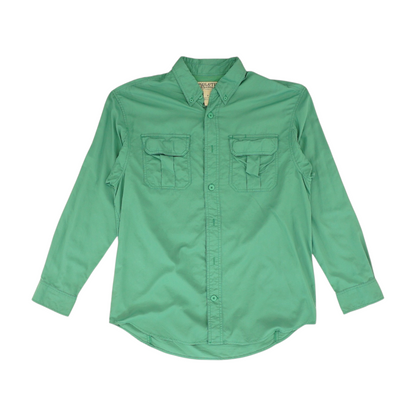 Green Solid Outdoor Button Down