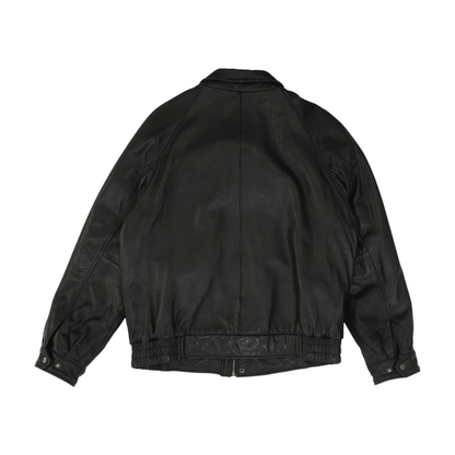 Black Solid Leather Jacket