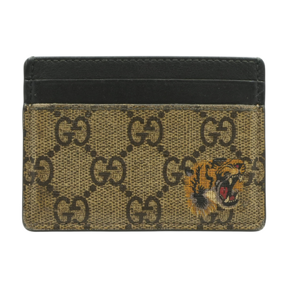 Black & Beige GG Supreme Tiger Head Card Case
