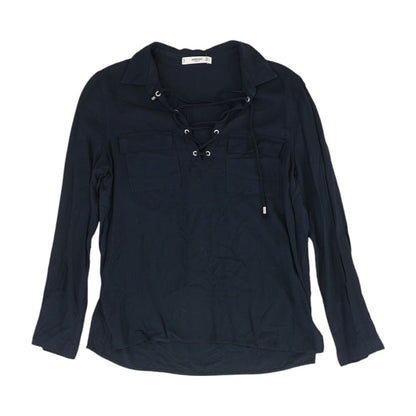 Navy Solid Long Sleeve Blouse