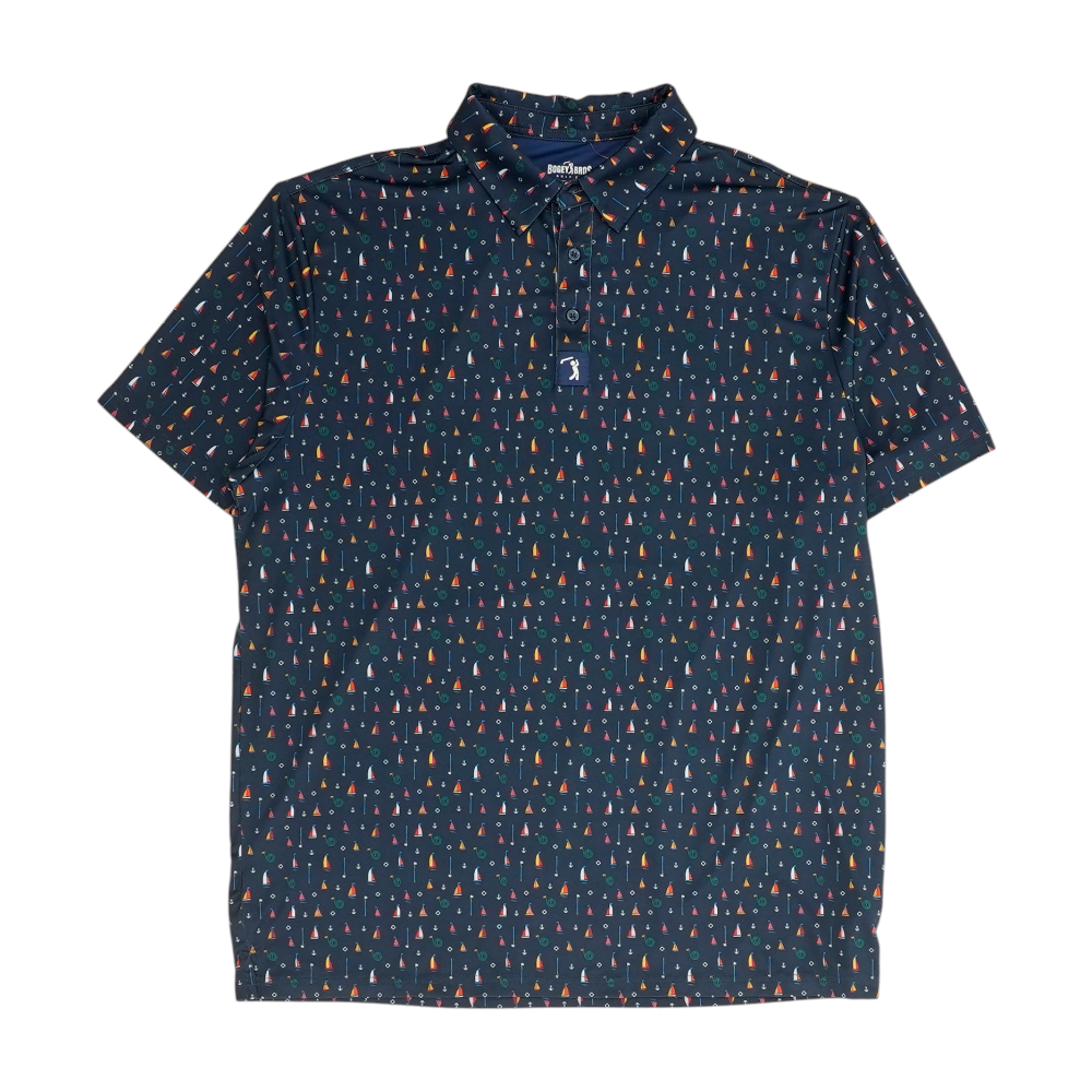 Navy Graphic Short Sleeve Polo