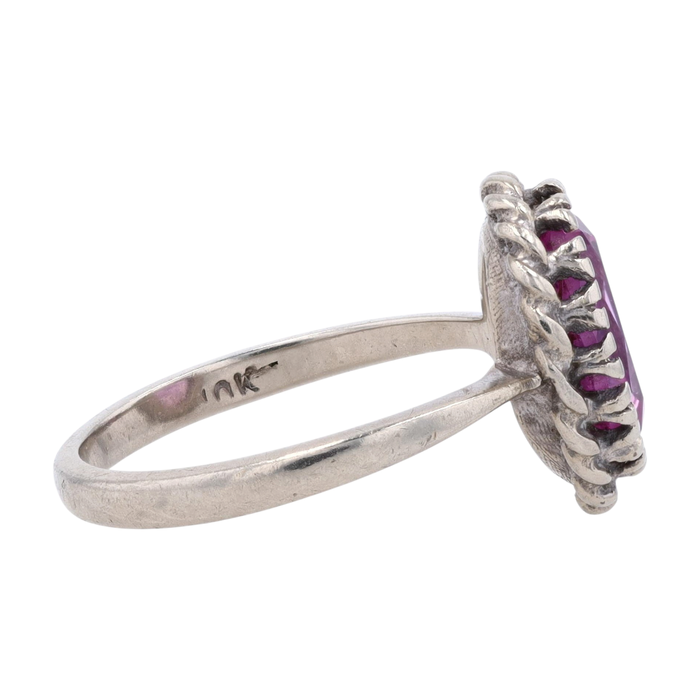 10K White Gold Pink Stone Fashion Ring