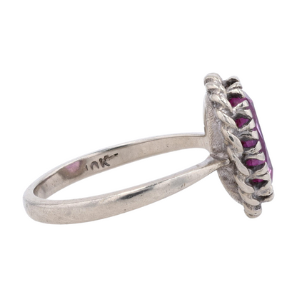 10K White Gold Pink Stone Fashion Ring