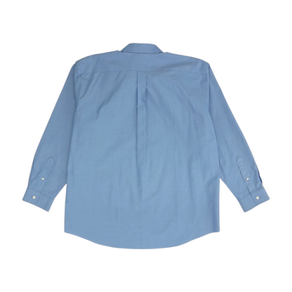 Blue Solid Long Sleeve Button Down