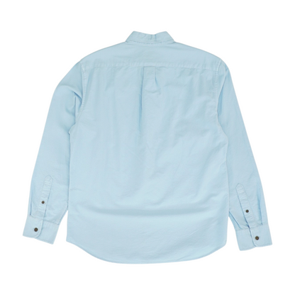 Blue Solid Long Sleeve Button Down