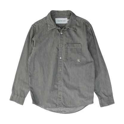 Gray Solid Long Sleeve Button Down