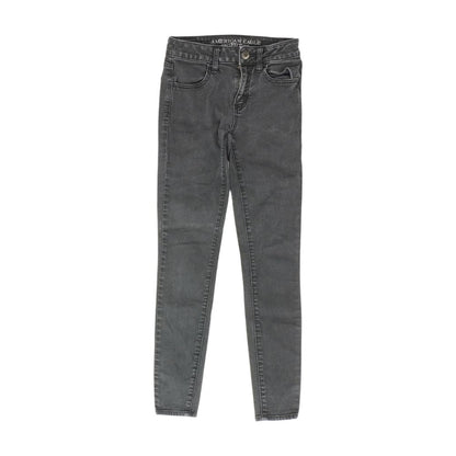 Black Solid High Rise Straight Leg Jeans
