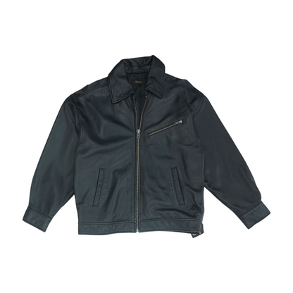 Black Solid Leather Jacket