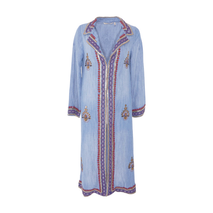 Blue Abstract Midi Dress
