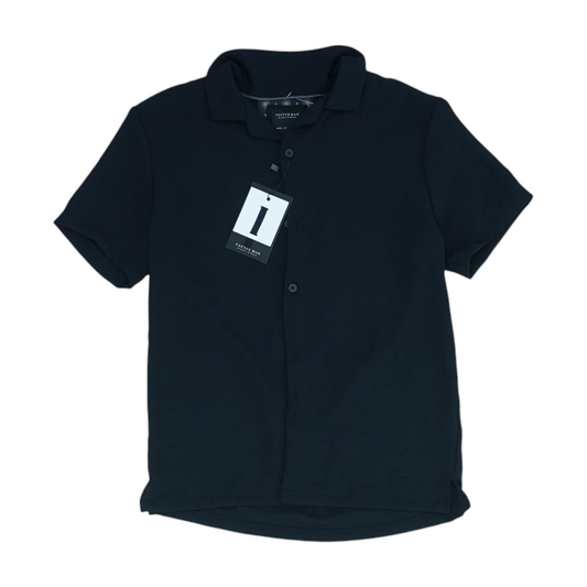 Black Solid Short Sleeve Button Down