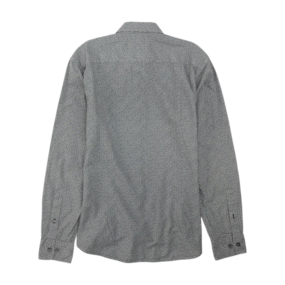 Gray Floral Long Sleeve Button Down