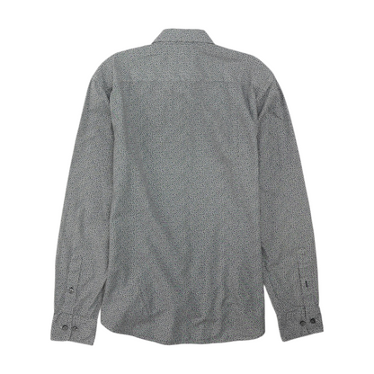 Gray Floral Long Sleeve Button Down