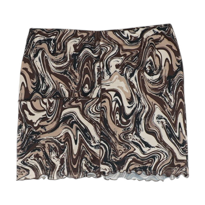 Brown Abstract Mini Skirt