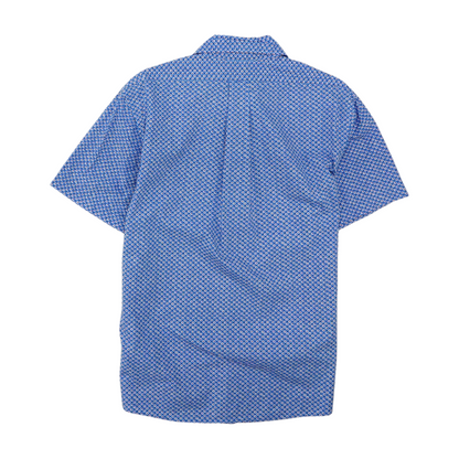 Blue Floral Short Sleeve Button Down