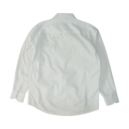 White Solid Long Sleeve Button Down