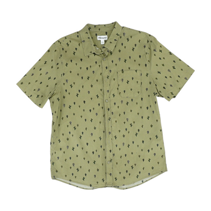 Green Graphic Short Sleeve Button Down