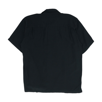 Black Solid Short Sleeve Button Down
