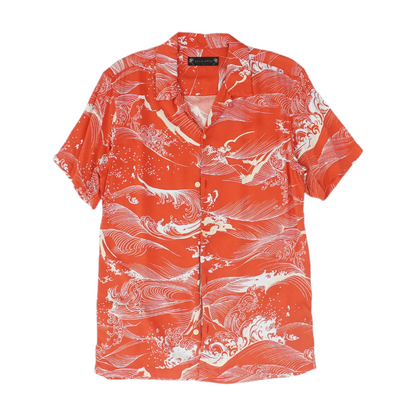 Red Graphic Short Sleeve Button Down