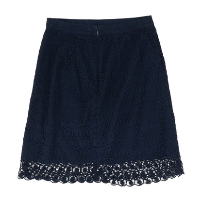 Navy Solid Midi Skirt