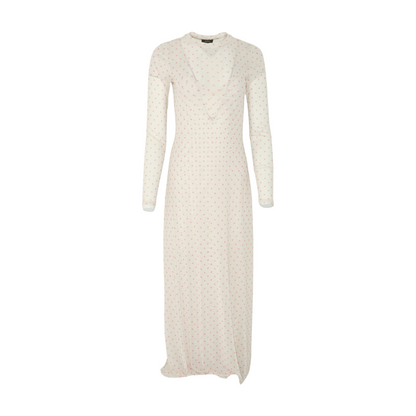 Beige Polka Dot Maxi Dress