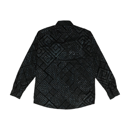 Black Geometric Long Sleeve Button Down