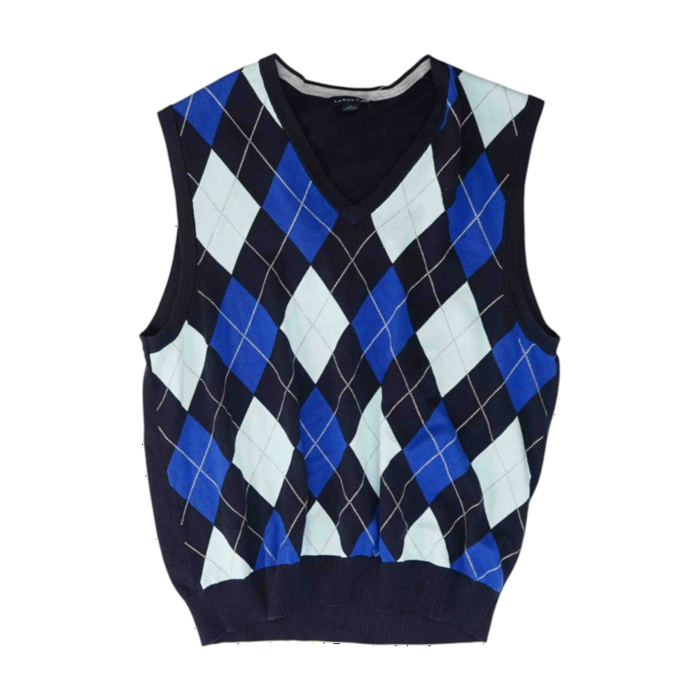 Navy Argyle Vest Sweater
