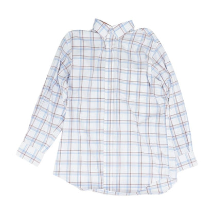 White Plaid Long Sleeve Button Down