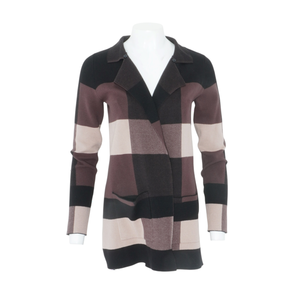 Brown Check Cardigan Sweater