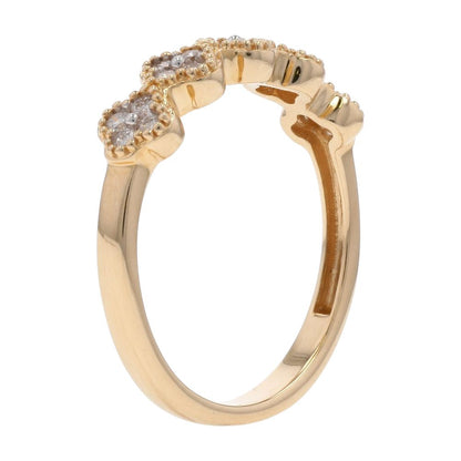 1/4 Ct 14K Gold Bead Edge Diamond Clover Band
