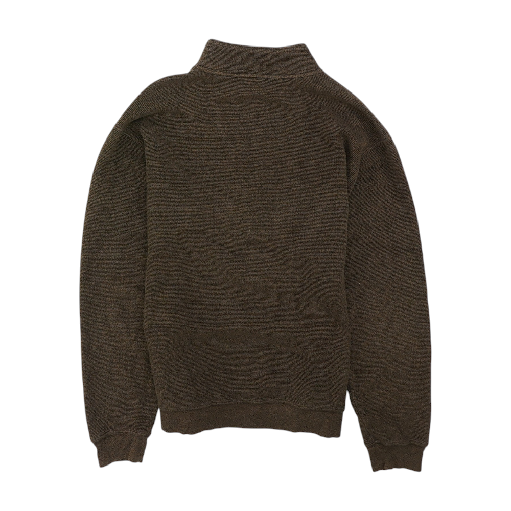 Brown Solid 1/4 Zip Sweater
