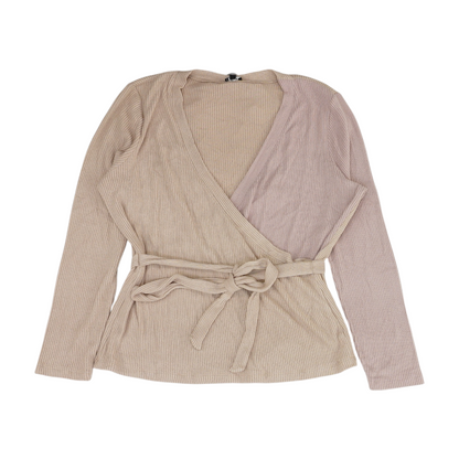 Beige Color Block Pullover Sweater