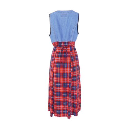 Vintage Red Plaid Midi Dress