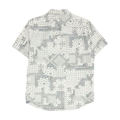 White Paisley Short Sleeve Button Down
