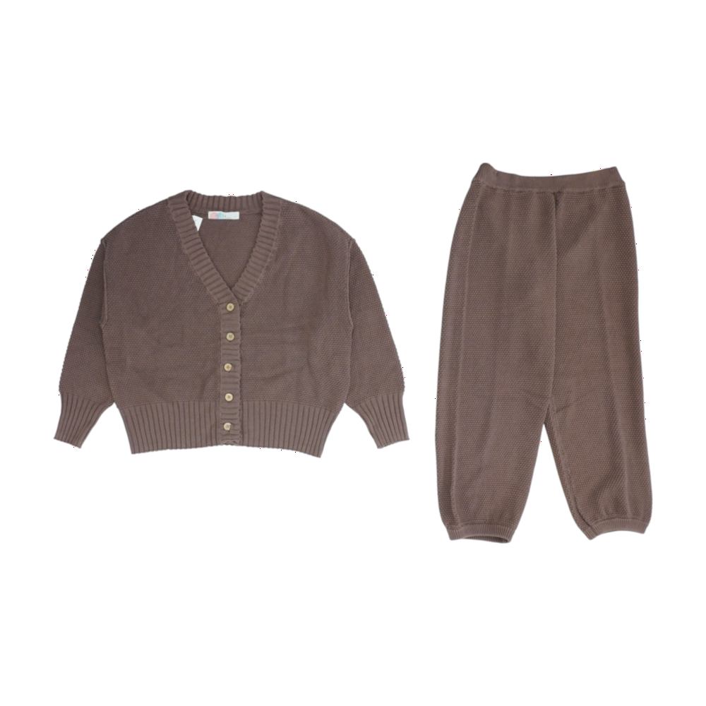 Brown Solid Pant Set