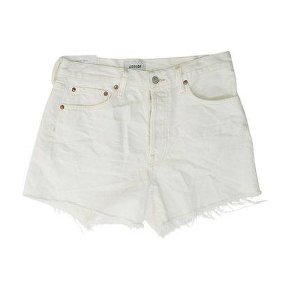White Solid Denim Shorts