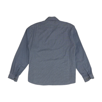 Blue Houndstooth Long Sleeve Button Down