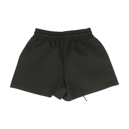 Black Solid Knit Shorts