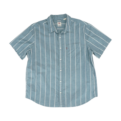 Blue Striped Short Sleeve Button Down