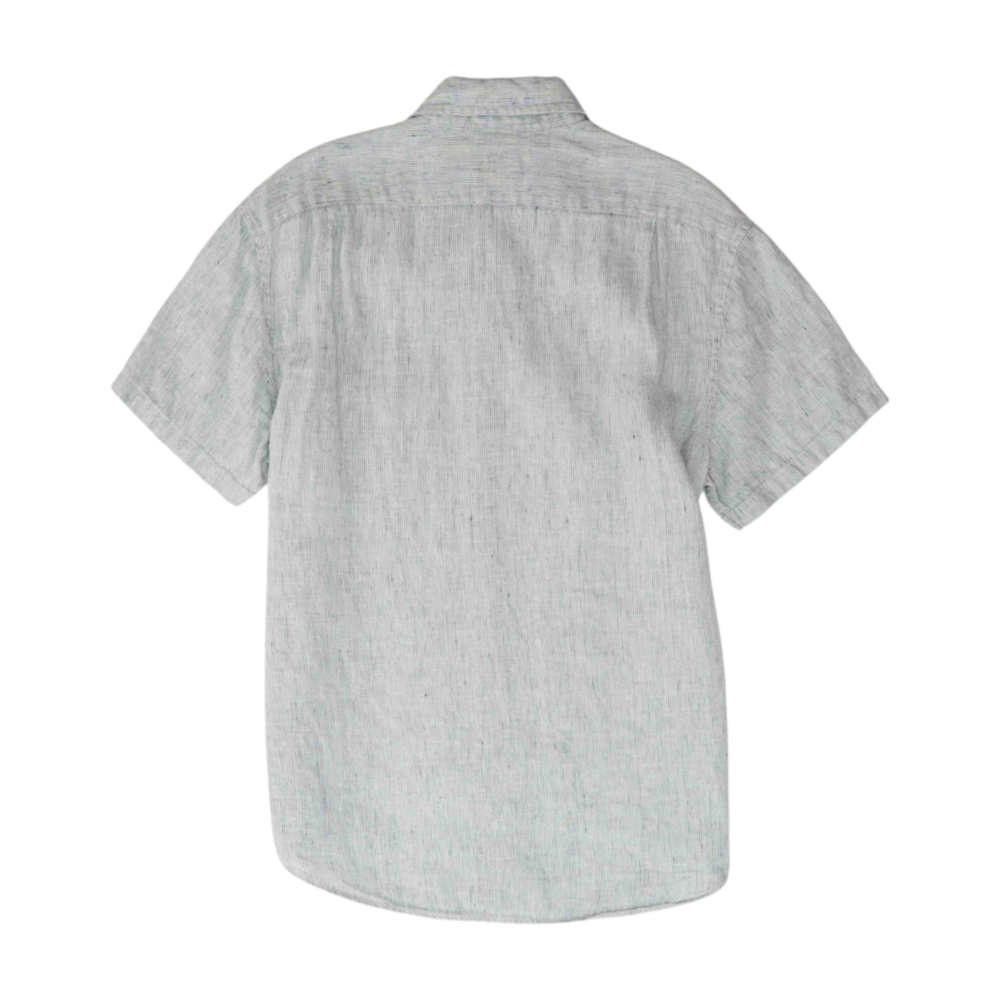 White Striped Short Sleeve Button Down
