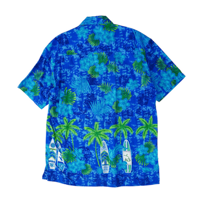 Blue Tropical Short Sleeve Button Down