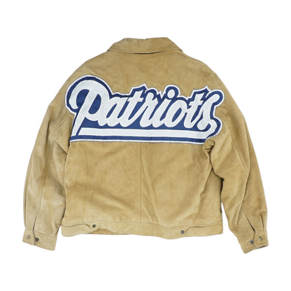 Brown New England Patriots Solid Leather Jacket